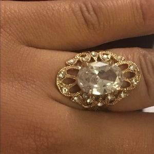 Crystal clear filigree ring sz7